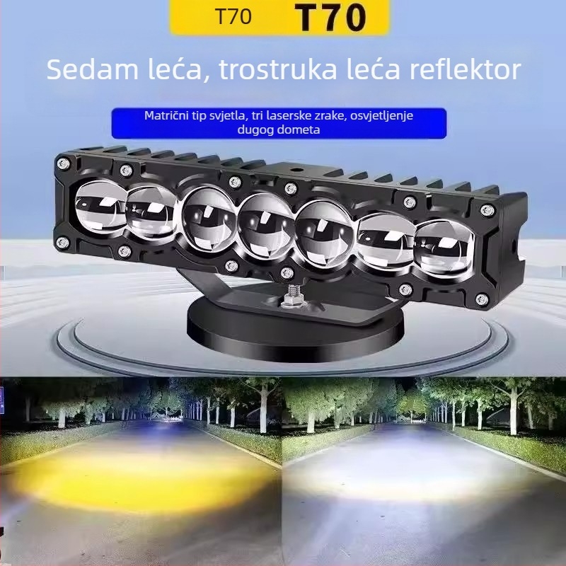Xinwuke LED reflektor s 7 dioda, direktni snop s laserskom lećom, 40W/65W niski/visoki snop, 12-24V, 5000-6000K, za kamione