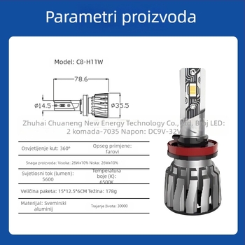 Auto LED prednja svjetla C8-H11 – 26W, DC9-32V, 5600 lm, IP65