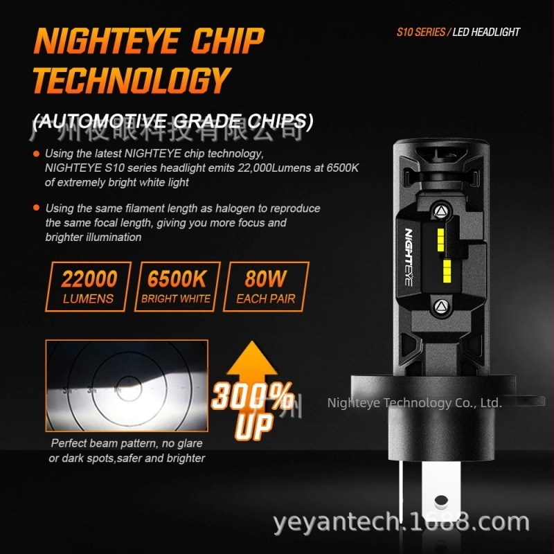 NovSight aluminijski automobilski LED prednji svjetla H4, 80W/par, DC12-16V, 18000 lm/par, IP68, vijek >100000 h