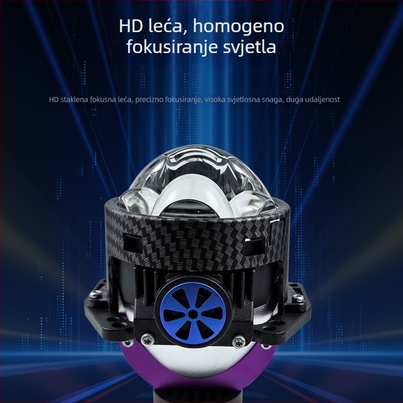 Automobilska prednja svjetiljka – 3 LED, izravni snop, dvostruka leća, dvostruki ventilatori, 12V