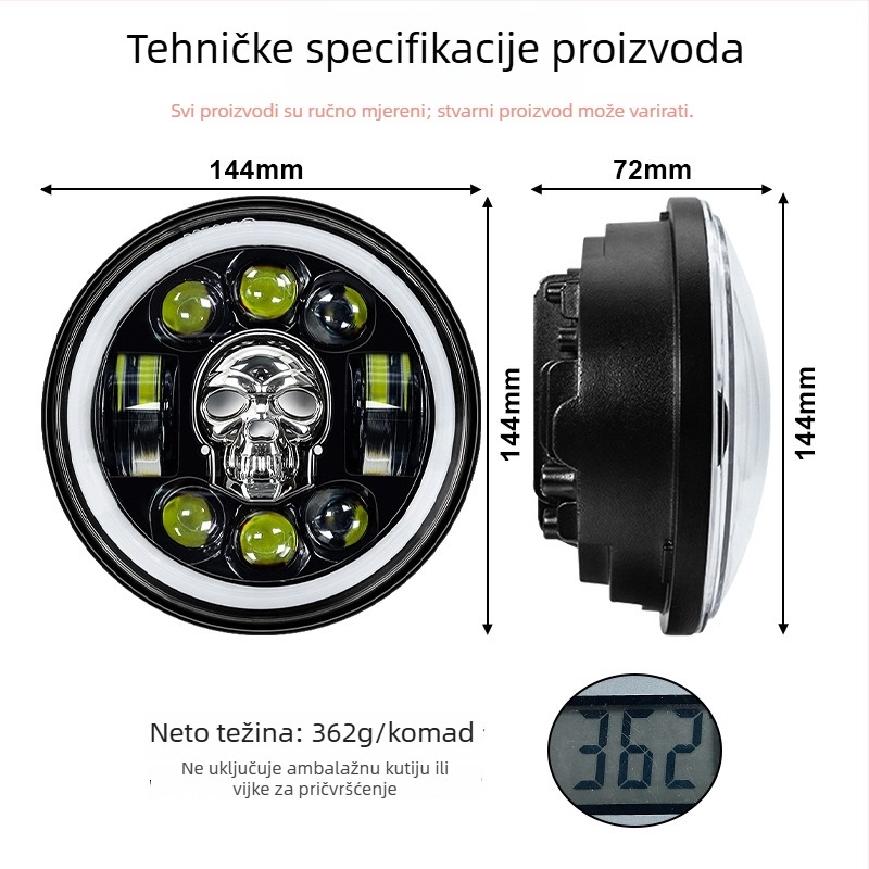 Wrangler Skull LED far za terenska vozila, 35W, 9-36V, IP67, LED 3535, vijek trajanja 50.000 sati