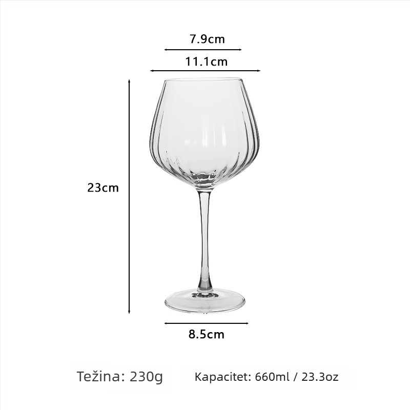 Kristalni prism čaše za vino – set čaša za crveno vino, šampanjac i koktele, nordijski stil, 5 kom, zapremina 501–600 ml, pakiranje u šarenu kutiju