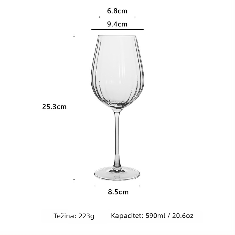 Kristalni prism čaše za vino – set čaša za crveno vino, šampanjac i koktele, nordijski stil, 5 kom, zapremina 501–600 ml, pakiranje u šarenu kutiju