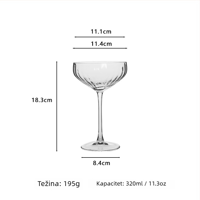 Kristalni prism čaše za vino – set čaša za crveno vino, šampanjac i koktele, nordijski stil, 5 kom, zapremina 501–600 ml, pakiranje u šarenu kutiju