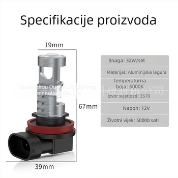 LED prednja svjetla od aluminijske legure, direktna ugradnja, integrirana leća H7/H11 i 9005/9006, dug rasvjetni snop za automobile i motocikle