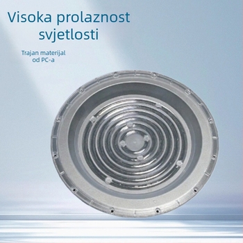 Lentila za industrijsku i rudarsku lampu s UFO prstenastim dizajnom, snop 60-90°, propusnost 92%, model UFO-a-100w-150w-200w, glavni materijal PCS