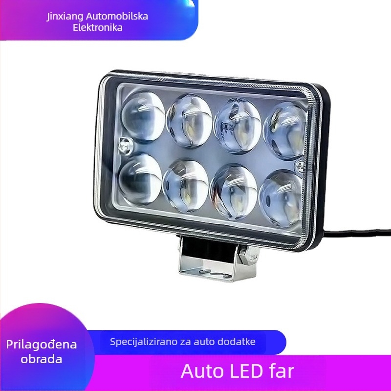 Automobilski LED reflektor, 24W, univerzalno 12–80V, 3000 lm, LED 3030, aluminijska legura + akrilna leća
