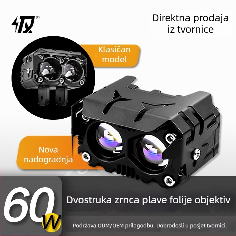 Motociklistički spot svjetla i LED prednja svjetla s dvostrukim lećama, vanjska ugradnja, snažno prednje osvjetljenje