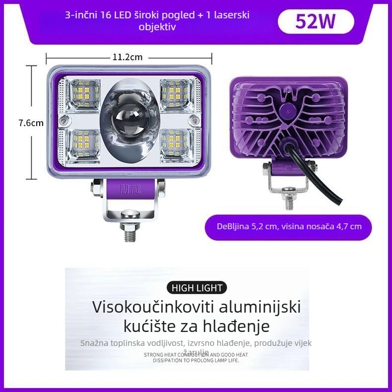 Prednje LED svjetlo za 24V električna vozila, vodootporno, 3000 lm, stil Laser Cannon
