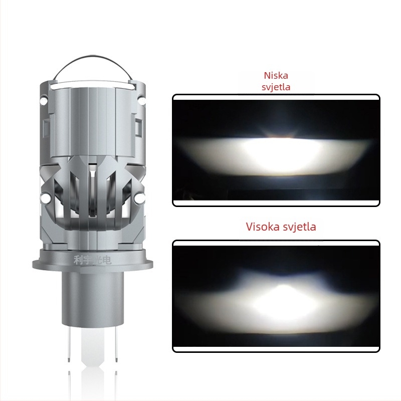 LED H4 LED svjetlo za automobil s M01T fisheye lećom i solenoidnim ventilu, Plug-In, 12V, 50W