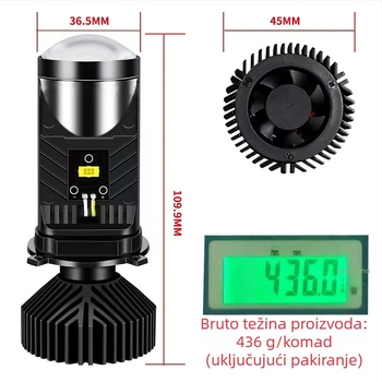 LED auto far matrica H4 s integriranom fisheye lećom, IP68, 12-60V, 4200 lm