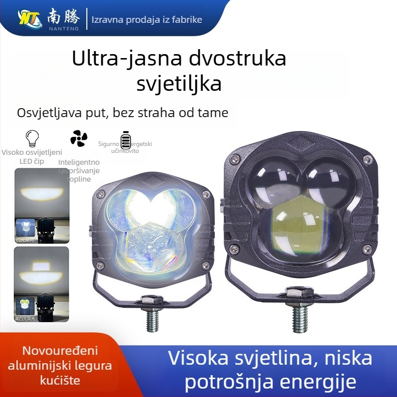 LED kvadratna radna svjetiljka za auto s integriranim visokim i niskim snopom, motocikl svjetlo, off-road svjetlo (40W, 12-80V DC, IP67, 6500K, 30000h)