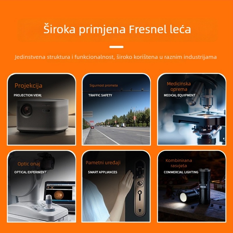 Fresnel leća za fokus – plosna Fresnel leća s laserskim rezom, marka Fanco