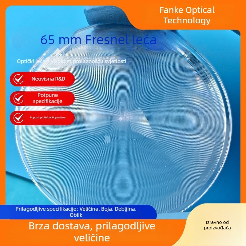 Fresnel leća za fokus – plosna Fresnel leća s laserskim rezom, marka Fanco