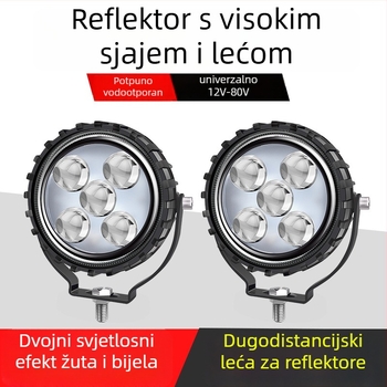 Okrugli laserski spot s 5 LED za prednji branik kamiona/terenog vozila, 60W, 12-80V, aluminijsko kućište, PC leća