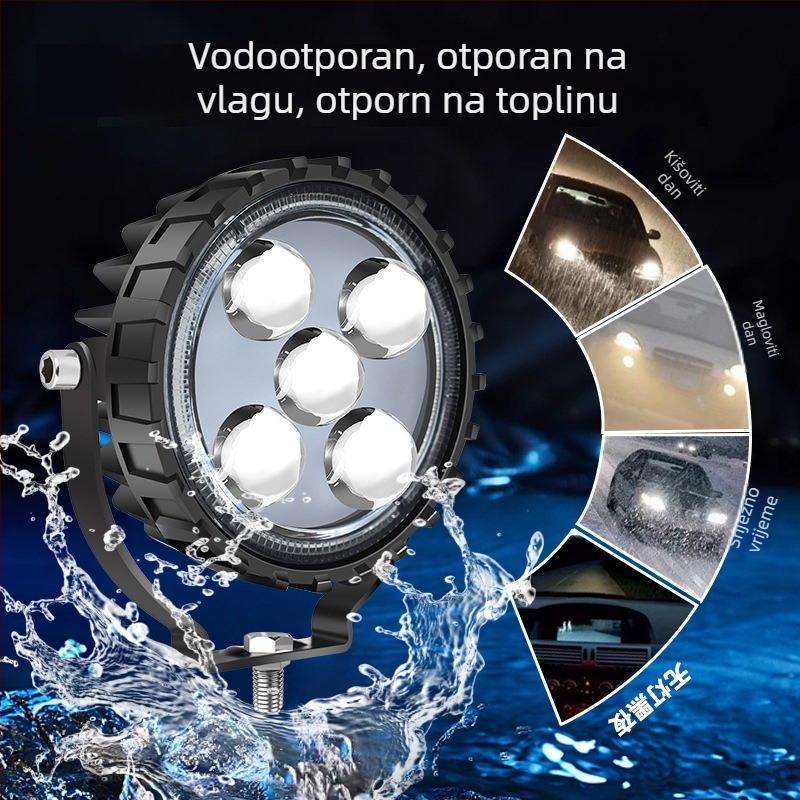 Okrugli laserski spot s 5 LED za prednji branik kamiona/terenog vozila, 60W, 12-80V, aluminijsko kućište, PC leća