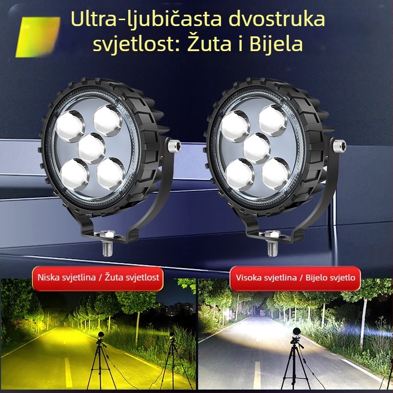 Okrugli laserski spot s 5 LED za prednji branik kamiona/terenog vozila, 60W, 12-80V, aluminijsko kućište, PC leća
