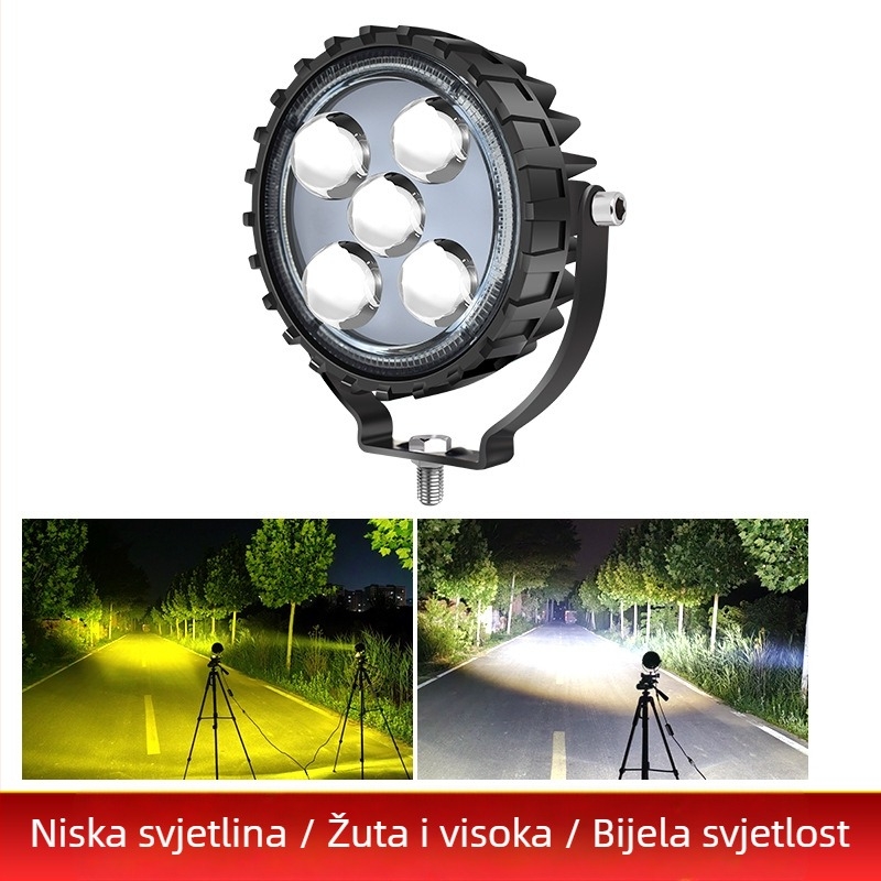Okrugli laserski spot s 5 LED za prednji branik kamiona/terenog vozila, 60W, 12-80V, aluminijsko kućište, PC leća