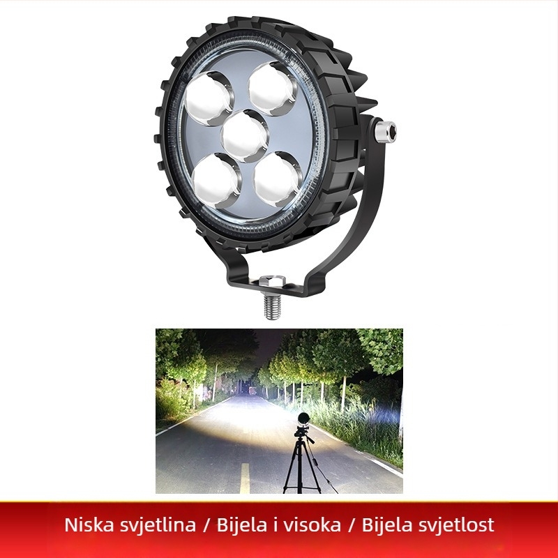 Okrugli laserski spot s 5 LED za prednji branik kamiona/terenog vozila, 60W, 12-80V, aluminijsko kućište, PC leća