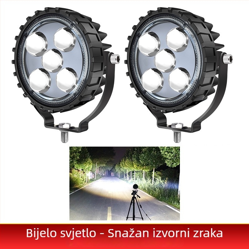 Okrugli laserski spot s 5 LED za prednji branik kamiona/terenog vozila, 60W, 12-80V, aluminijsko kućište, PC leća