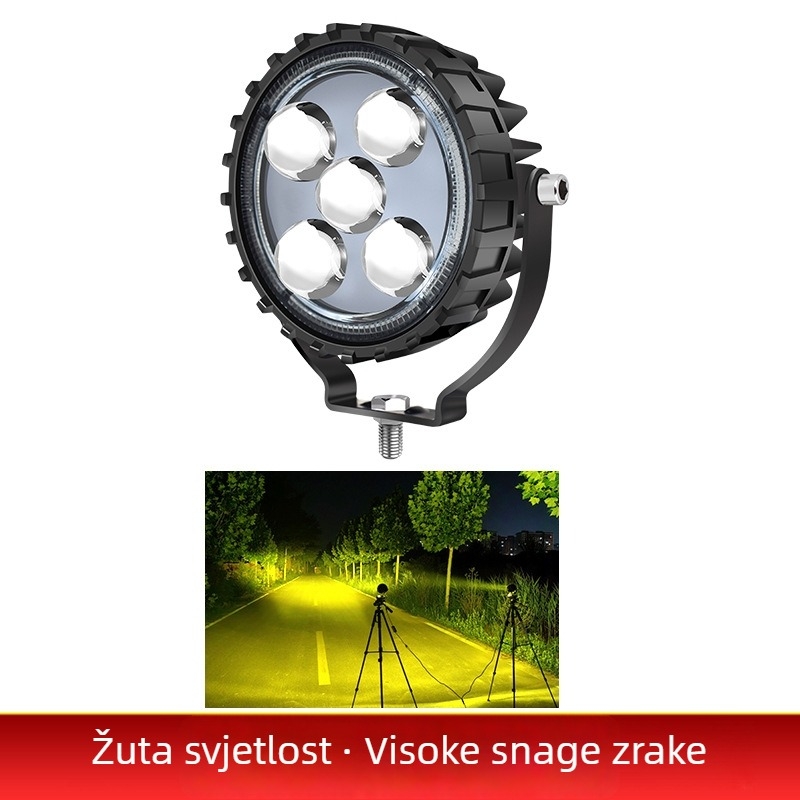 Okrugli laserski spot s 5 LED za prednji branik kamiona/terenog vozila, 60W, 12-80V, aluminijsko kućište, PC leća