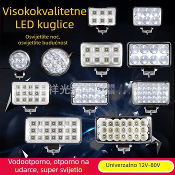 Le Tushun 72W LED prednje svjetlo za kamione, motocikle i električna vozila – 12-80V, IP67, 4200 lm, vijek trajanja 50 000 h, lijevani aluminij + PC, četverokutna reflektirajuća čašica konveksna leća