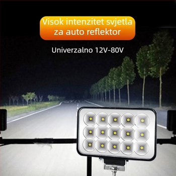 Le Tushun 72W LED prednje svjetlo za kamione, motocikle i električna vozila – 12-80V, IP67, 4200 lm, vijek trajanja 50 000 h, lijevani aluminij + PC, četverokutna reflektirajuća čašica konveksna leća