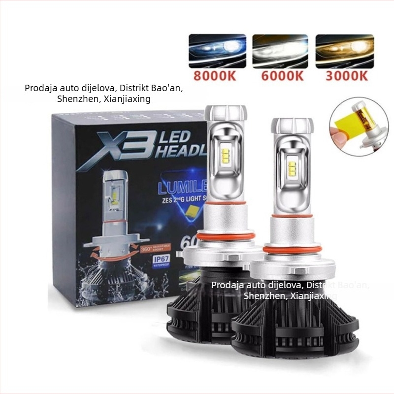 Automobilski LED far X3LED s dvostrukom lećom, 60W, 12V, IP68, 6000LM, 50000h, leća od jednog komada