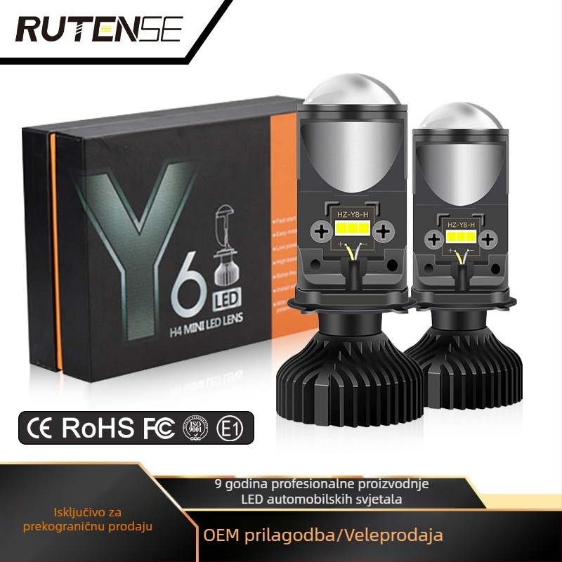 Y6D LED prednje svjetlo s dvostrukim snopom i H4 lećom, univerzalna kompatibilnost, 3800 lm, 60W, aluminijsko kućište