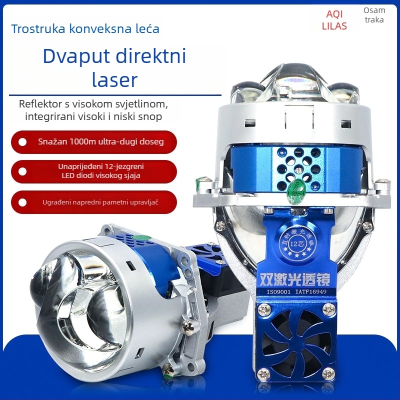 Set LED prednjih svjetala za auto s dvostrukom lećom i dvostrukim snopom, univerzalna kompatibilnost, 105W, 12V, 50.000h