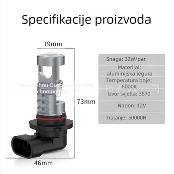 Automobilska LED svjetla s lećom, modeli H7/H11/9005/9006, 25W, 12V, aluminij, IP65, 50.000 sati