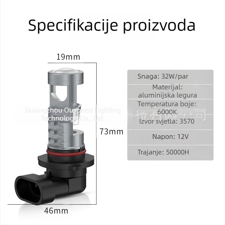 Automobilska LED svjetla s lećom, modeli H7/H11/9005/9006, 25W, 12V, aluminij, IP65, 50.000 sati