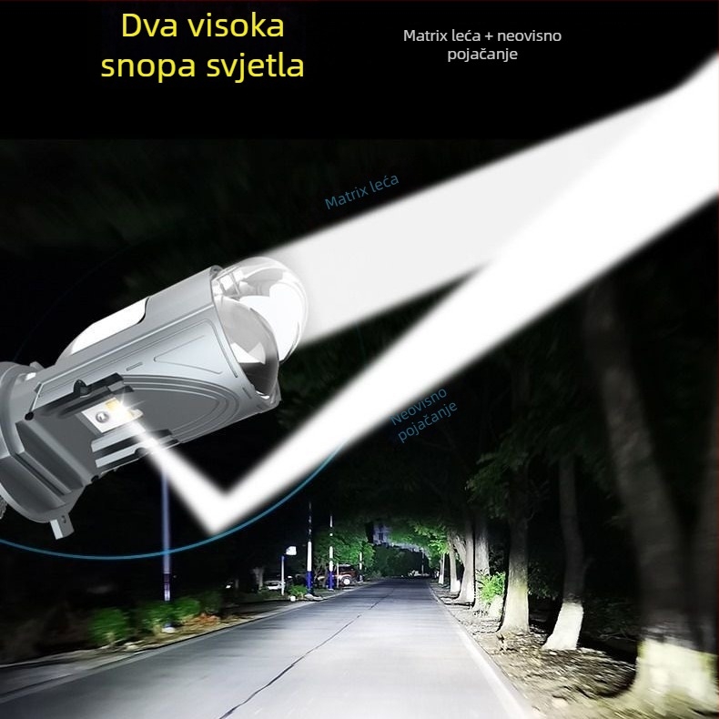 LED H4 far s integriranim daljinskim i bližim svjetlom, 50W, 12V, IP68, 10000 lm/par, leća kondenzator