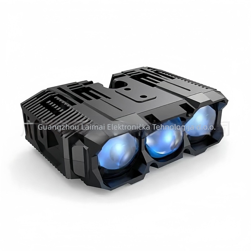 LED reflektor s tri leće – žuto-bijela svjetlost, za automobile, motocikle i električna vozila | 120W, 12V, 12000lm, IP68, domet 1000m