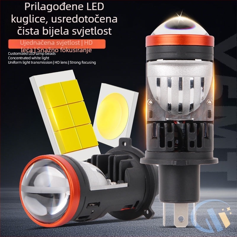 H4 laserska leća prednje svjetlo s integriranim podešavanjem visokog i nižeg snopa, LED 55W, 12V, 5000–5500 lm, IP65, aluminijsko kućište, 50 000 sati trajanja