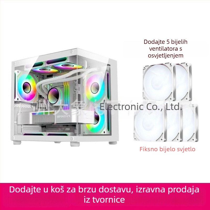 Mini PC kućište bez stupova s prizmi dizajnom — MicroATX kompatibilno, vodeno hlađenje, bočni prozirni panel