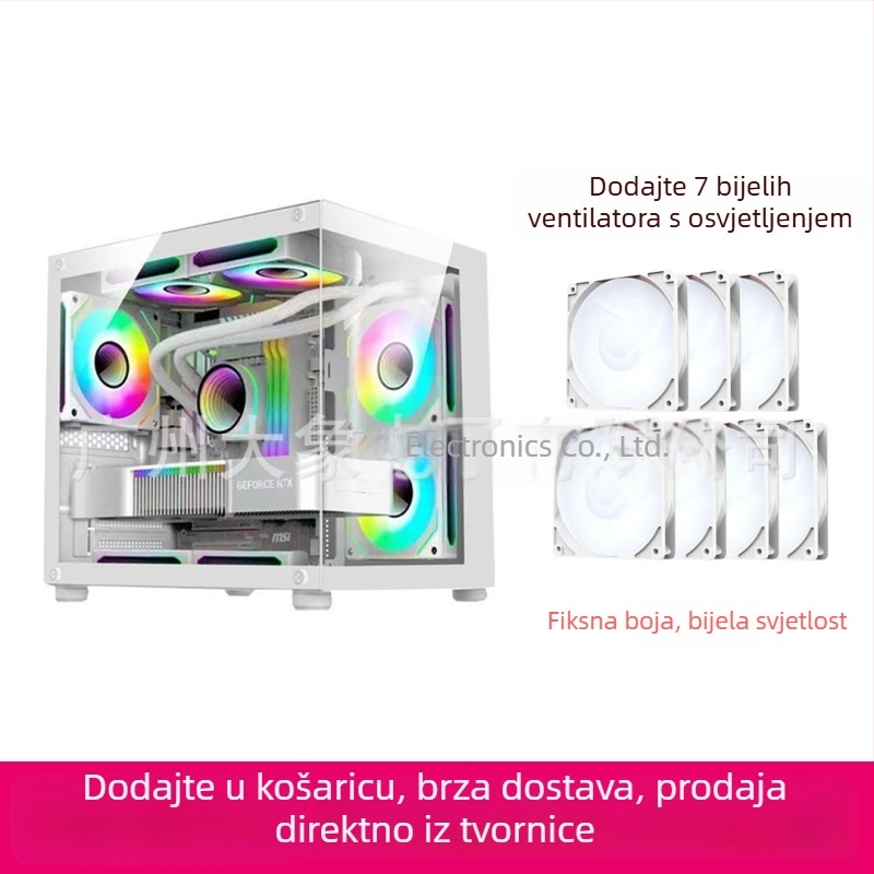 Mini PC kućište bez stupova s prizmi dizajnom — MicroATX kompatibilno, vodeno hlađenje, bočni prozirni panel