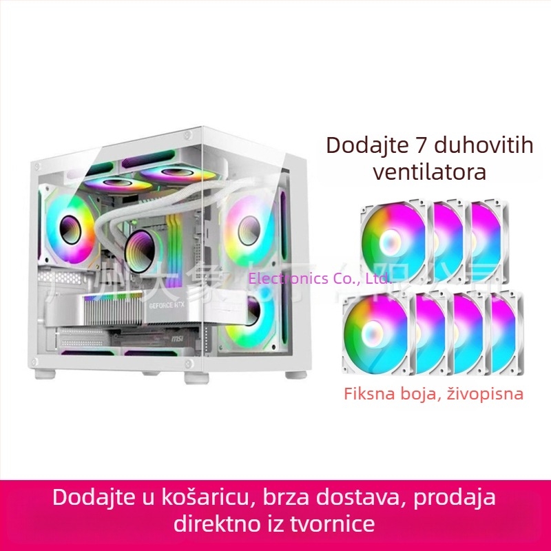 Mini PC kućište bez stupova s prizmi dizajnom — MicroATX kompatibilno, vodeno hlađenje, bočni prozirni panel