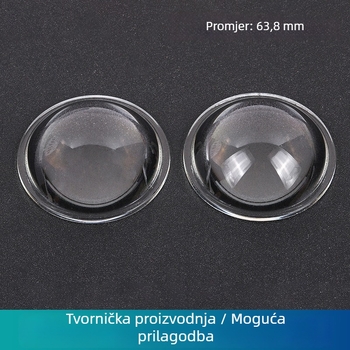 Konveksna staklena leća za prednja svjetla automobila i svjetla za maglu, model TJ-85, staklo borosilikatno 3.3, prozirnost >90%, kut zračenja 90°, radna temperatura -50 do 500 °C