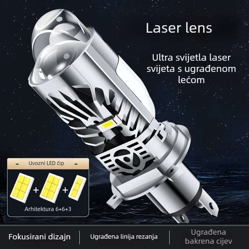 Automobilska LED glavna svjetla s laserskom lećom, integrirani visoki i niski snop, model M01p, 43W, 12V, 12000lm, IP68