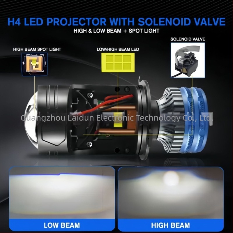 Laidun M01Y H4 LED prednje svjetlo s dvostrukom lećom i fisheye, motor, 75W, visoki i niski snop