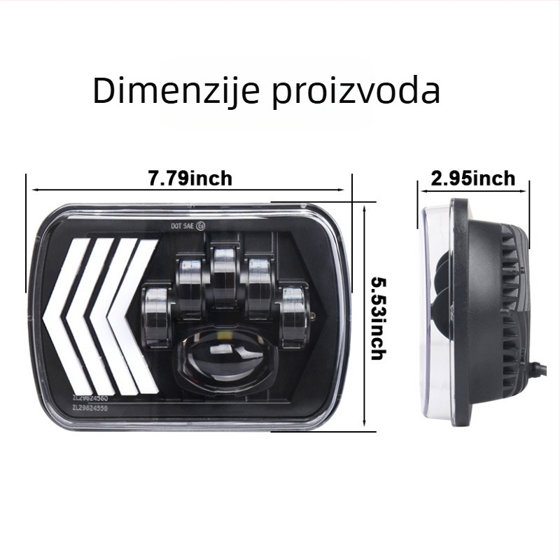 LED far Jeep Wrangler – dizajn s 4 strelicama, 75W, 12V, IP68, 6500LM, model MMR_7DZ