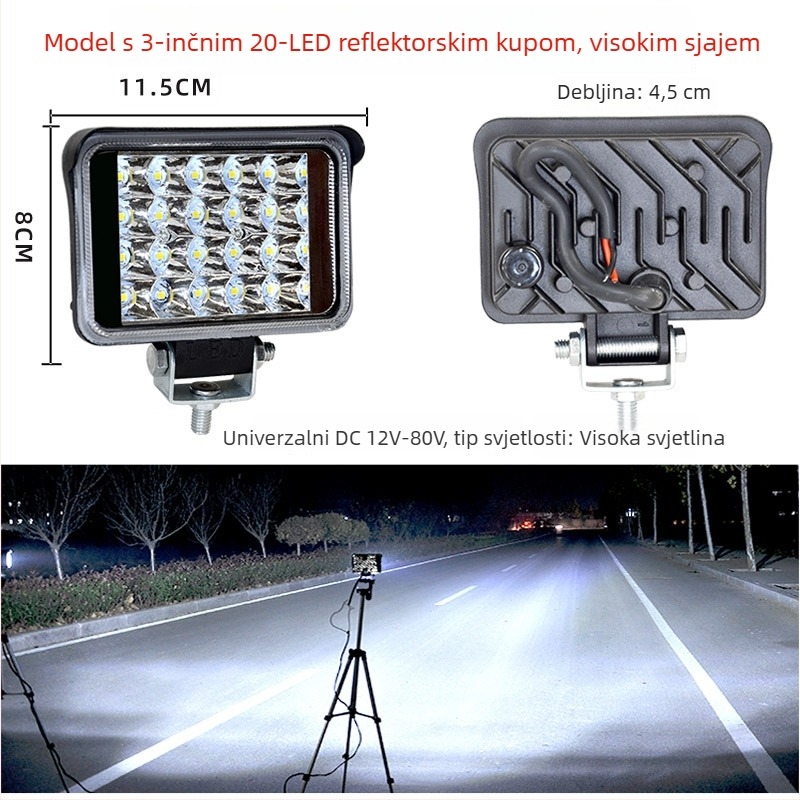 Cree LED reflektor s više LED za kamione, tricikle i motocikle — 216W, 12–24V, kućište od lijevanog aluminija