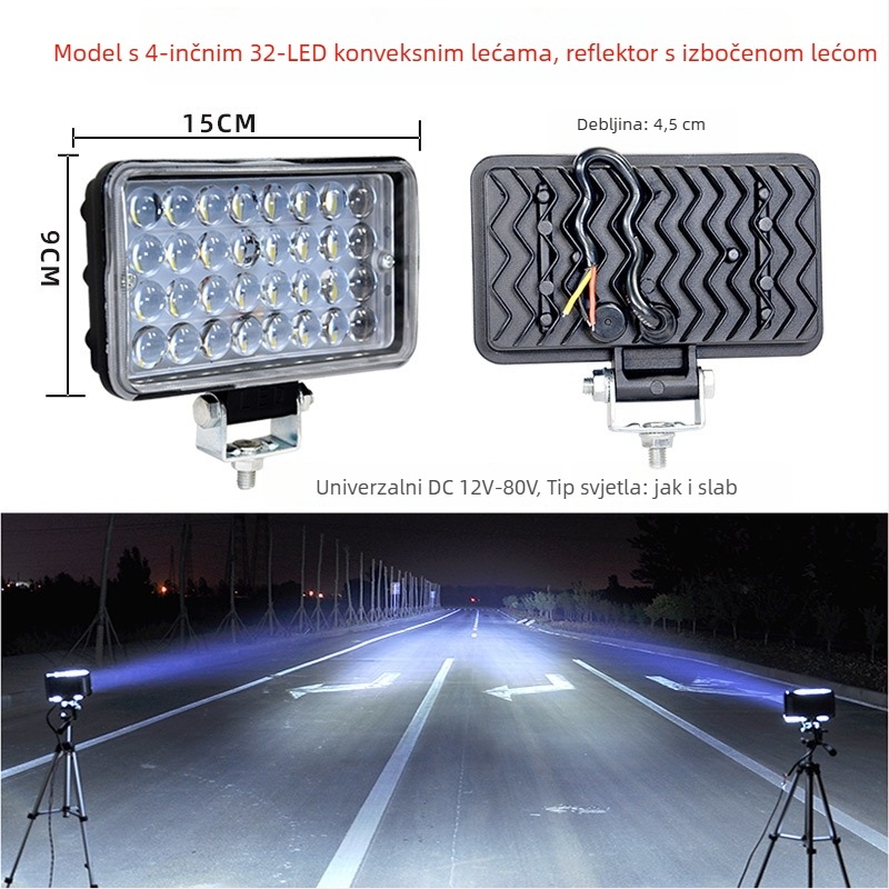 Cree LED reflektor s više LED za kamione, tricikle i motocikle — 216W, 12–24V, kućište od lijevanog aluminija