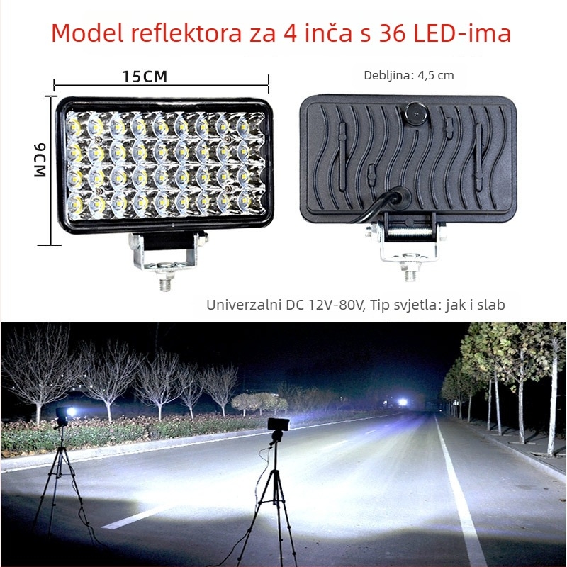 Cree LED reflektor s više LED za kamione, tricikle i motocikle — 216W, 12–24V, kućište od lijevanog aluminija