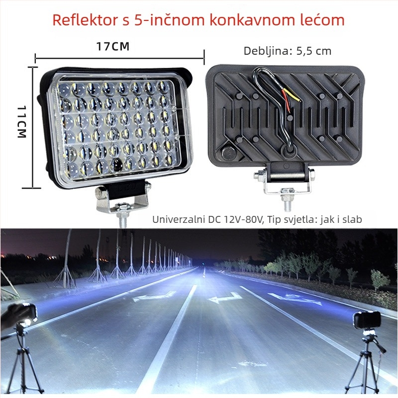 Cree LED reflektor s više LED za kamione, tricikle i motocikle — 216W, 12–24V, kućište od lijevanog aluminija
