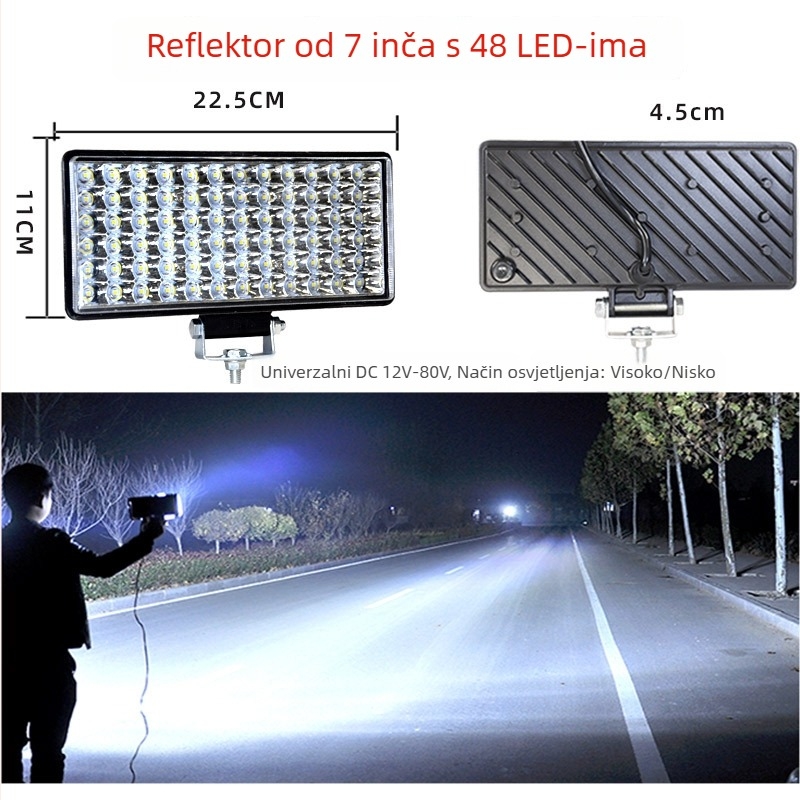 Cree LED reflektor s više LED za kamione, tricikle i motocikle — 216W, 12–24V, kućište od lijevanog aluminija