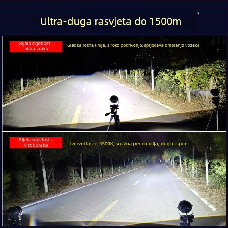 Xinluoer dvostruki fokus laserski far – auto svjetlo s lećom, 60W, 12V, aluminijsko kućište, opće namjene