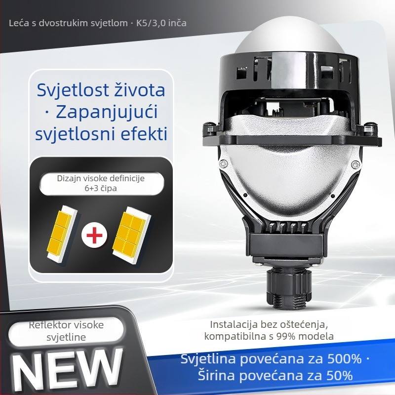 70W LED prednje svjetlo za auto, 3 inča, univerzalna dvostruka leća, 12V