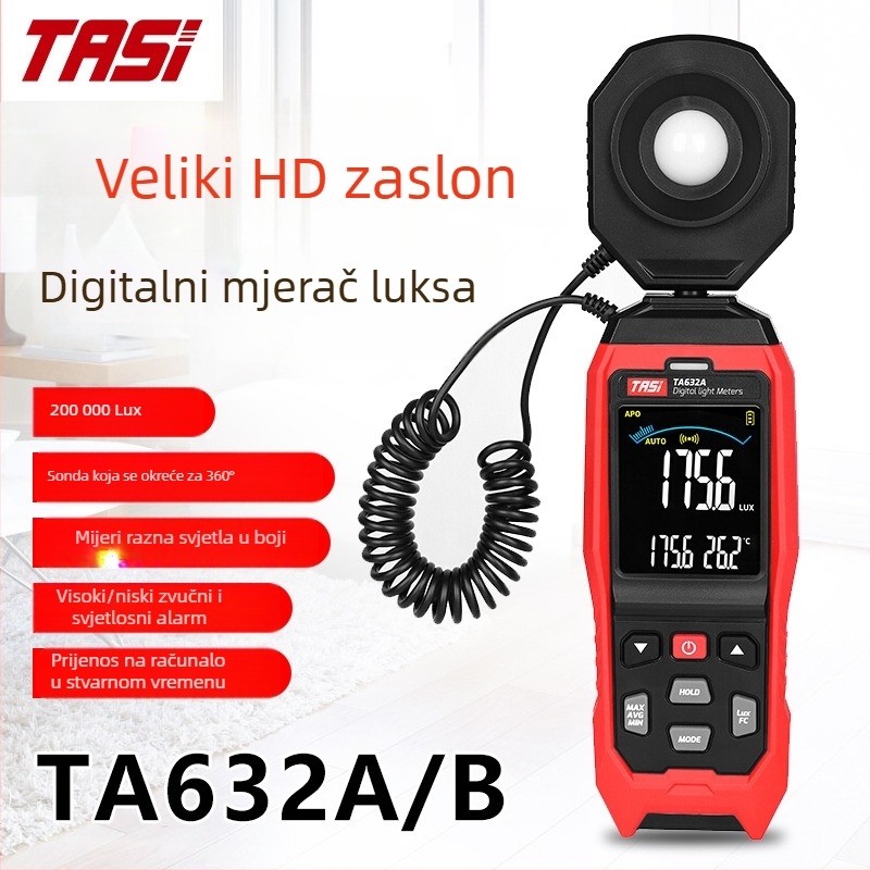 TA632A/B digitalni mjerač osvjetljenja – visoko precizan mjerač svjetla, tester osvjetljenja, detektor svjetline